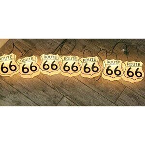 Vintage Route 66 Indoor Outdoor Party String Lights 7 Connected Lights